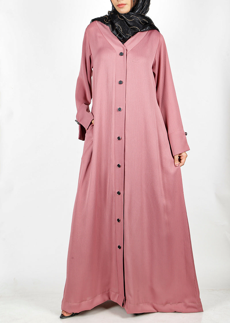 BeingMuslims Flowy Distinguished Abaya Onion Pink