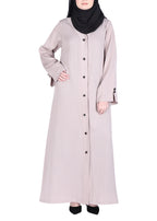 BeingMuslims Flowy Distinguished Abaya Light Beige