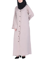 BeingMuslims Flowy Distinguished Abaya Light Beige