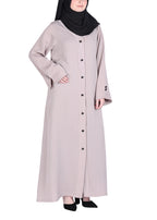 BeingMuslims Flowy Distinguished Abaya Light Beige