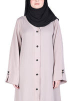BeingMuslims Flowy Distinguished Abaya Light Beige