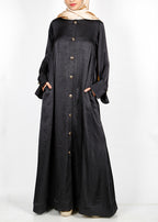 BeingMuslims Textured Elite Crush Abaya Black