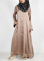 BeingMuslims Textured Elite Crush Abaya Oak Brown