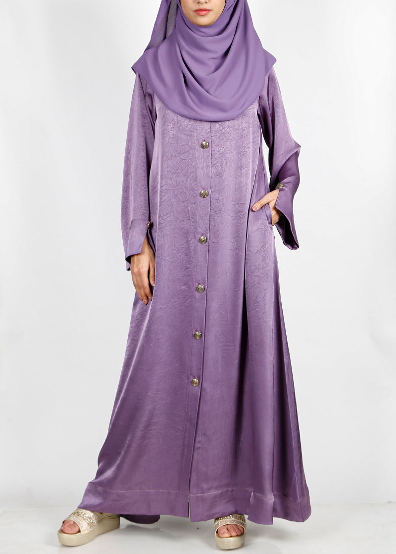 BeingMuslims Textured Elite Crush Abaya Purple