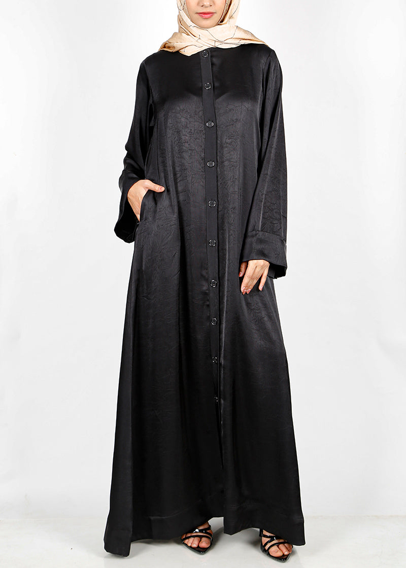 BeingMuslims Button-front Lustrous Abaya