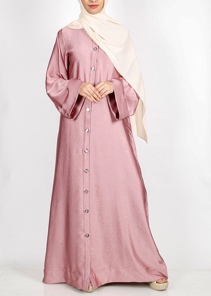 BeingMuslims Button-front Lustrous Abaya