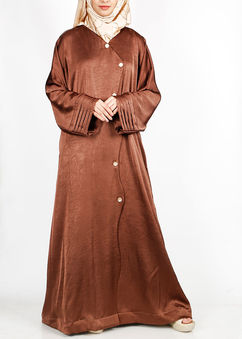 BeingMuslims Asymmetry Luxe Abaya Bronze