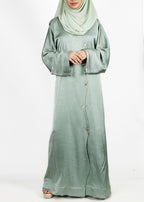 BeingMuslims Asymmetry Luxe Abaya Green Acqua