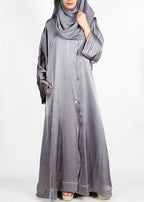 BeingMuslims Asymmetry Luxe Abaya Silver Grey