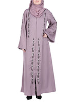 BeingMuslims Abaya with Designer Intricate Hand Embroidery Purple