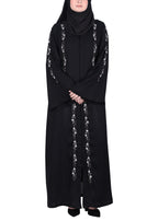 BeingMuslims Abaya with Designer Intricate Hand Embroidery Black