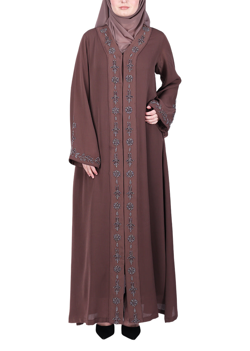 BeingMuslims Abaya with Rich Intricate Hand Embroidery