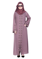 BeingMuslims Abaya with Rich Intricate Hand Embroidery Purple