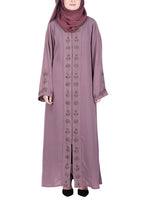 BeingMuslims Abaya with Rich Intricate Hand Embroidery Purple