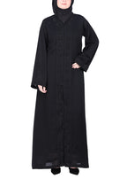 BeingMuslims Abaya with Rich Intricate Hand Embroidery Black