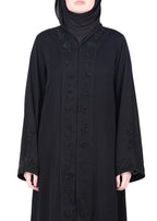 BeingMuslims Abaya with Rich Intricate Hand Embroidery Black