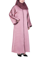 BeingMuslims Gleaming Elite Crush Abaya with Piping Onion Pink