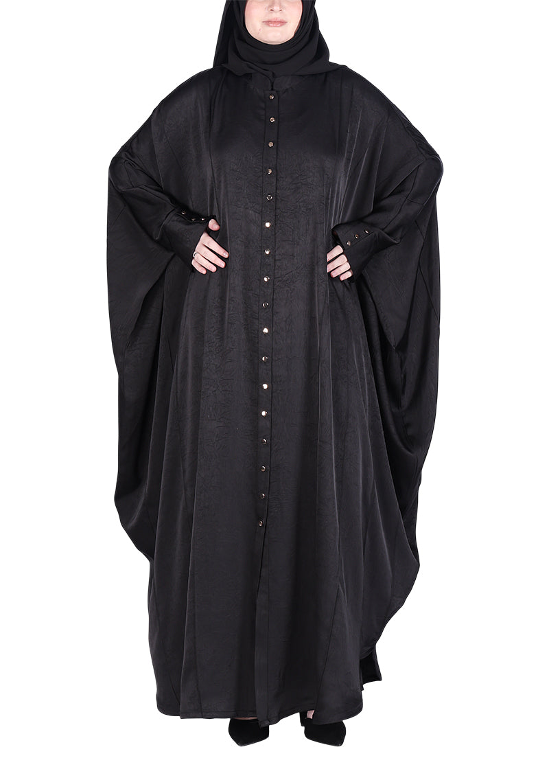 BeingMuslims Lustrous Front Open Buttoned Kaftan Black