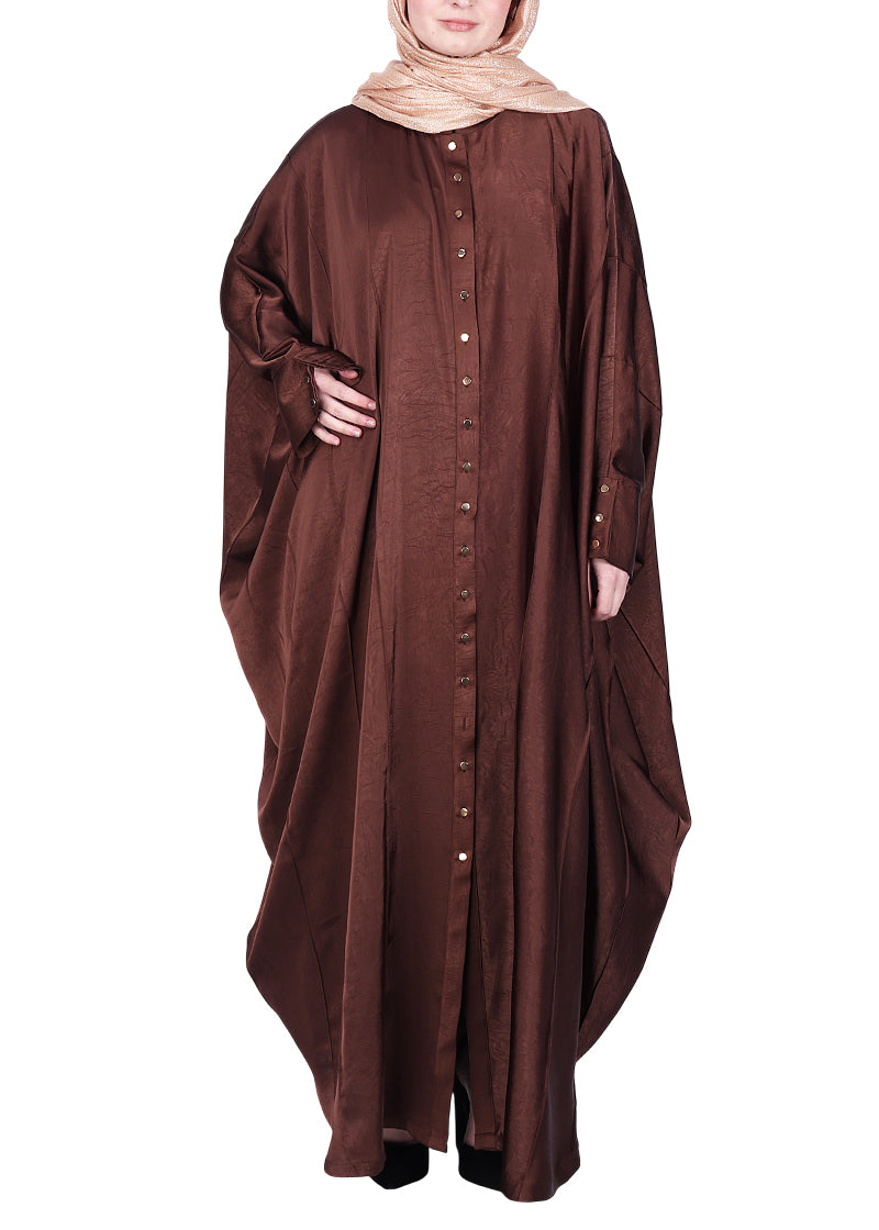 BeingMuslims Lustrous Front Open Buttoned Kaftan Brown