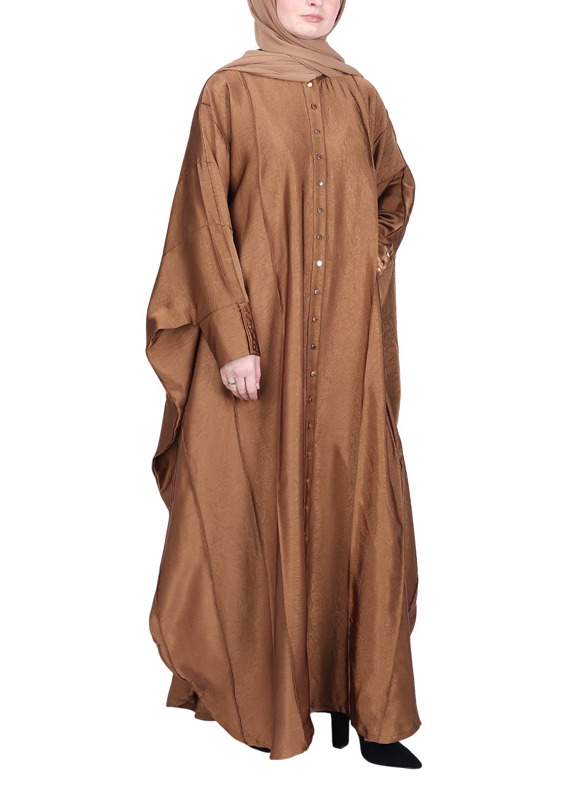 BeingMuslims Lustrous Front Open Buttoned Kaftan Gold