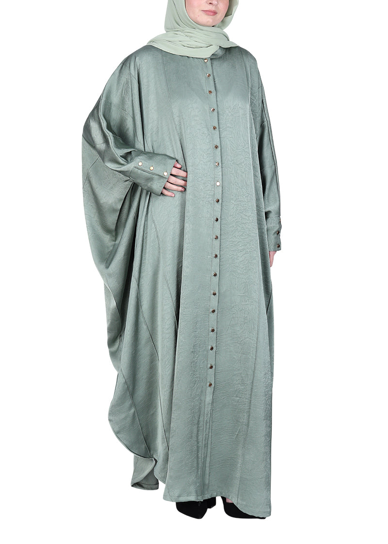 BeingMuslims Lustrous Front Open Buttoned Kaftan Mint