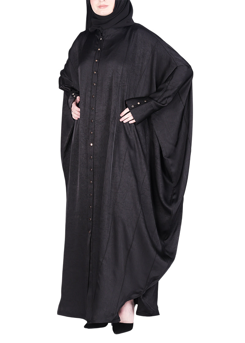 BeingMuslims Lustrous Front Open Buttoned Kaftan Black