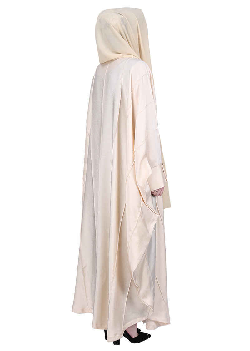 BeingMuslims Lustrous Front Open Buttoned Kaftan Cream