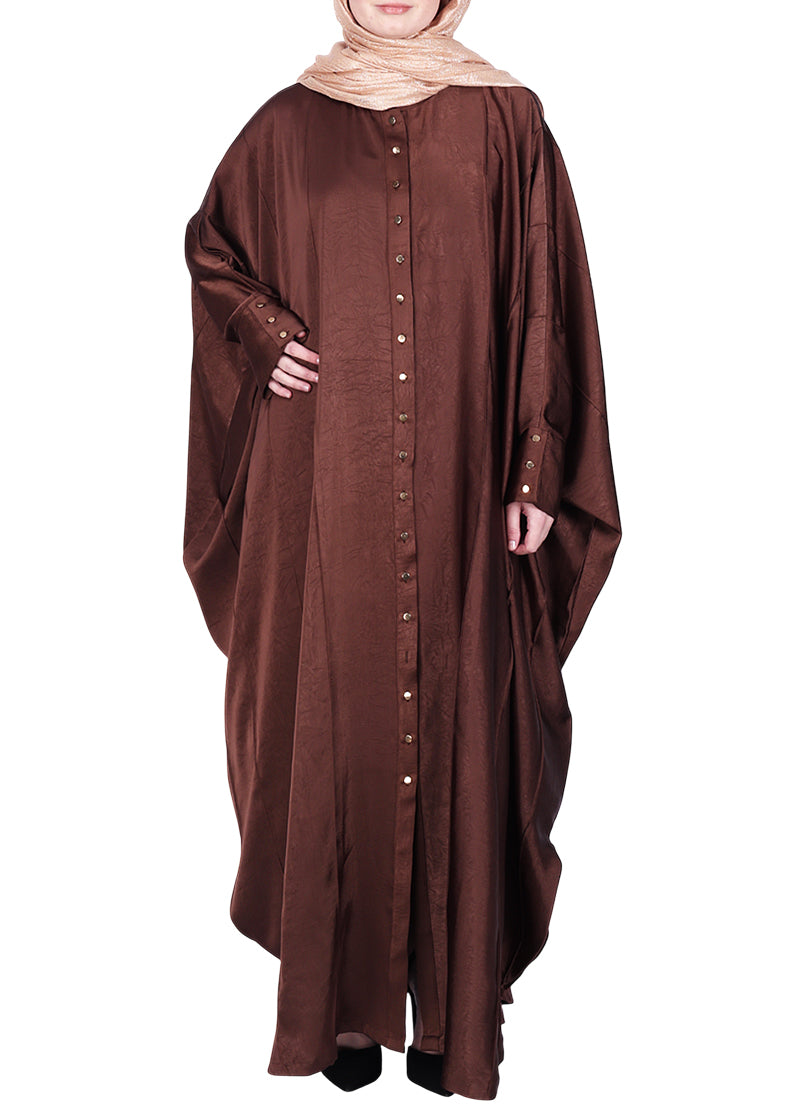BeingMuslims Lustrous Front Open Buttoned Kaftan Brown