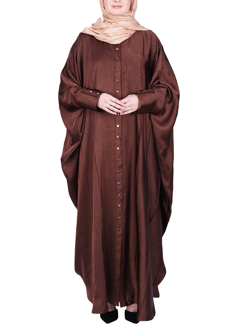 BeingMuslims Lustrous Front Open Buttoned Kaftan Brown