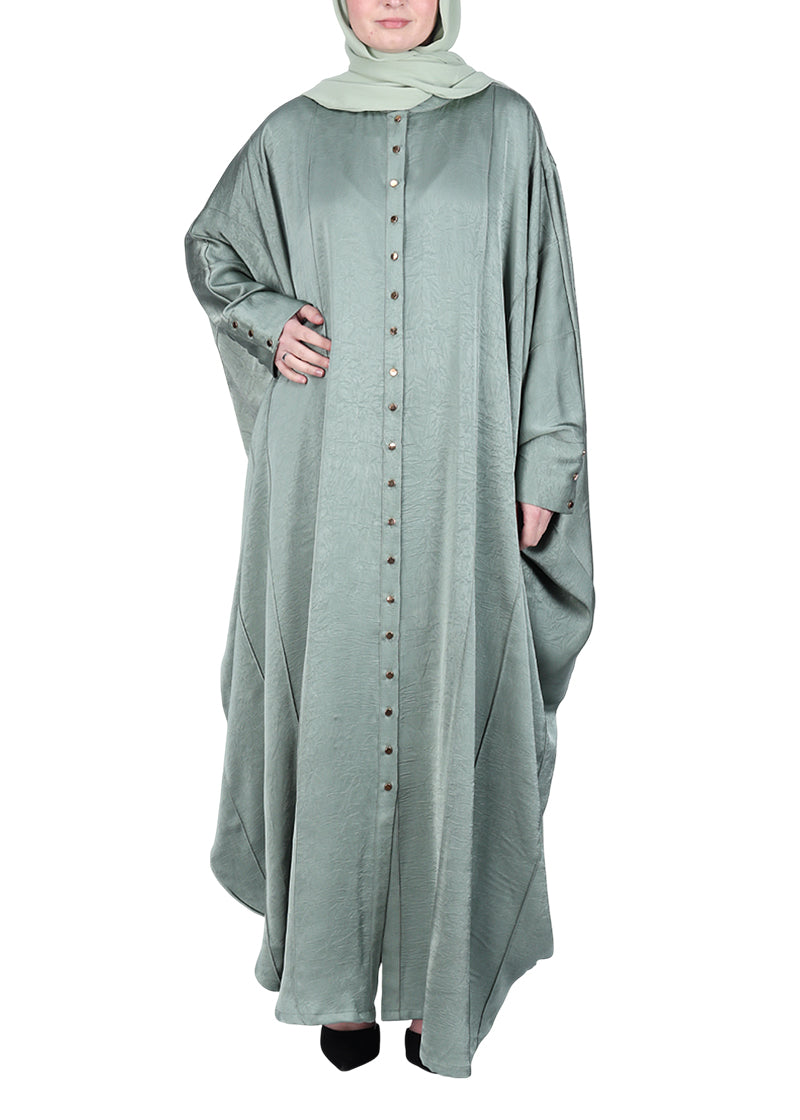 BeingMuslims Lustrous Front Open Buttoned Kaftan Mint