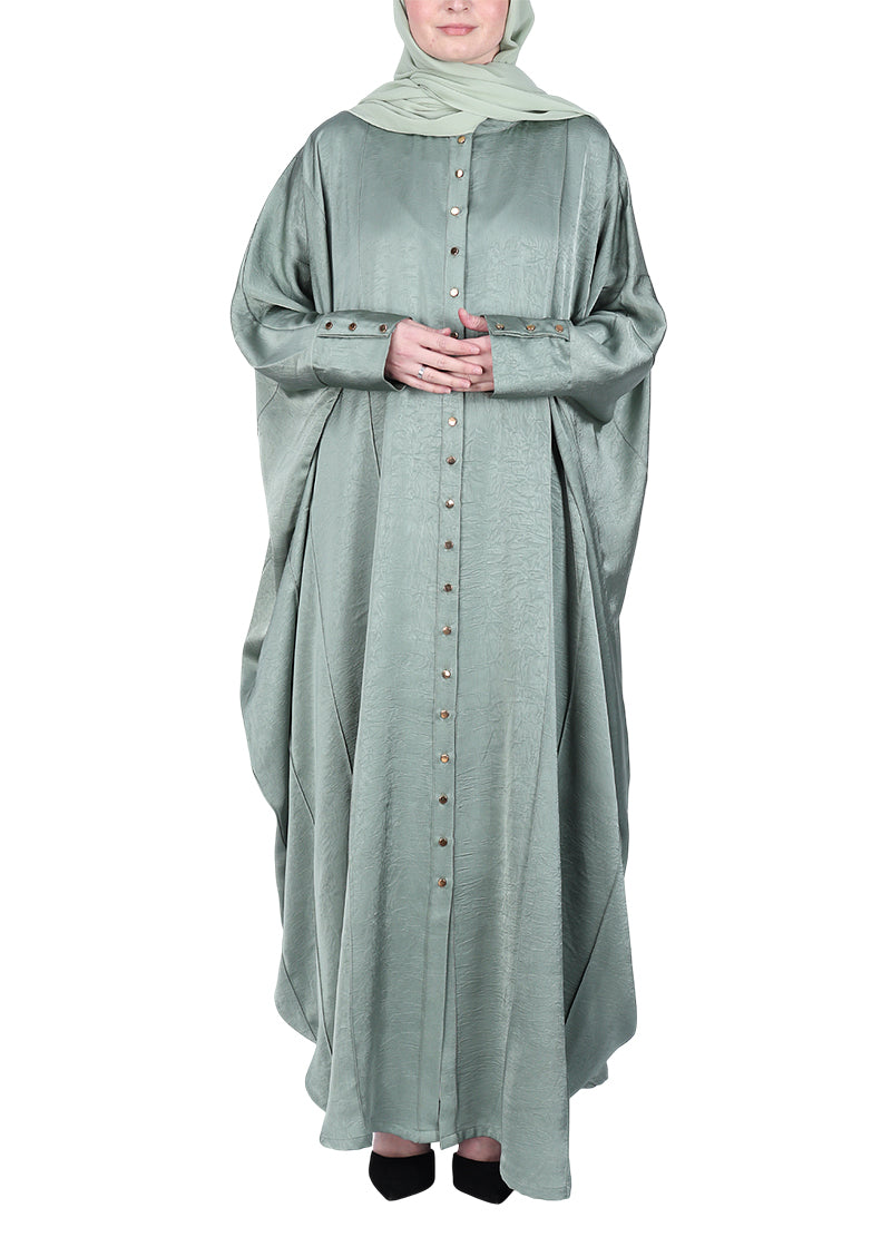 BeingMuslims Lustrous Front Open Buttoned Kaftan Mint