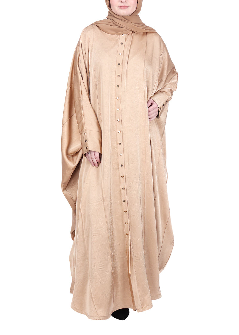 BeingMuslims Lustrous Front Open Buttoned Kaftan Beige