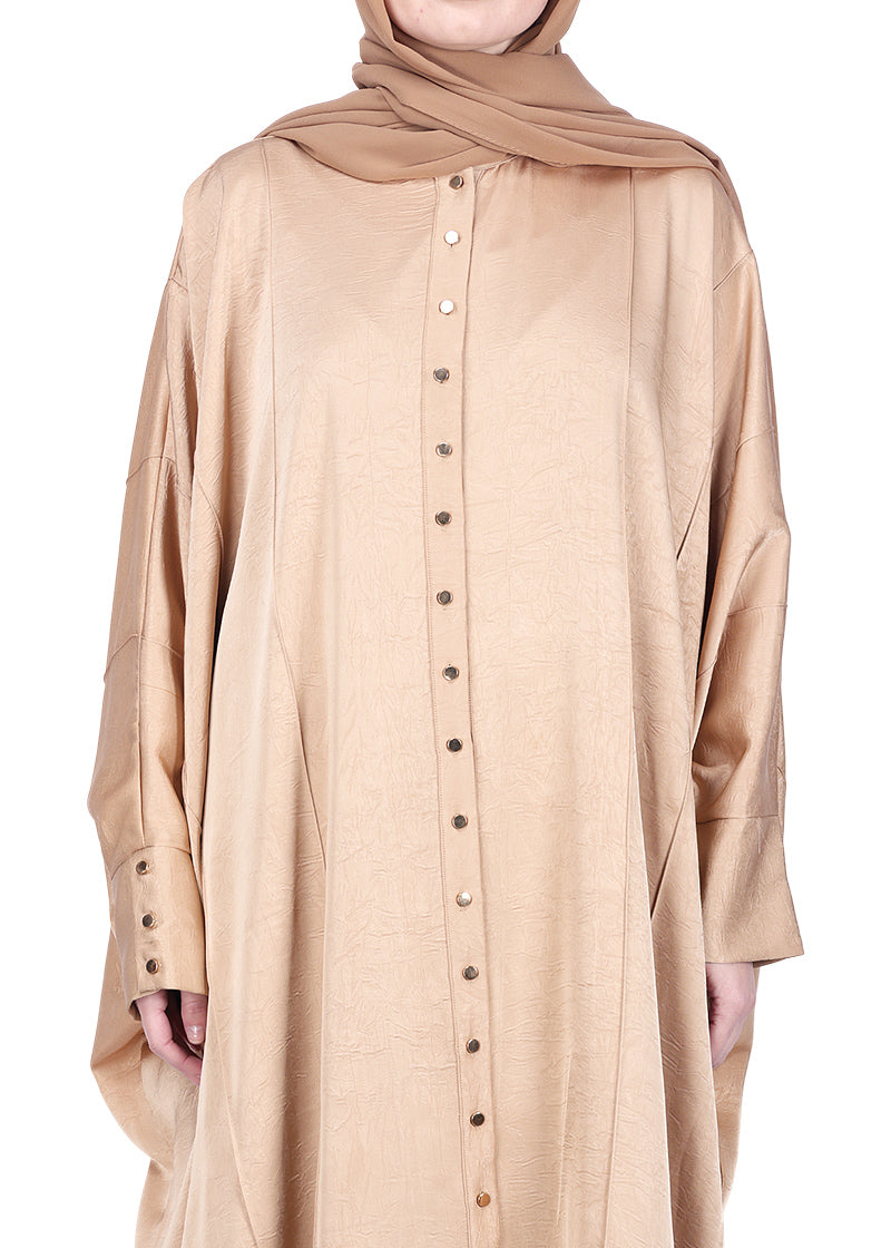 BeingMuslims Lustrous Front Open Buttoned Kaftan Beige