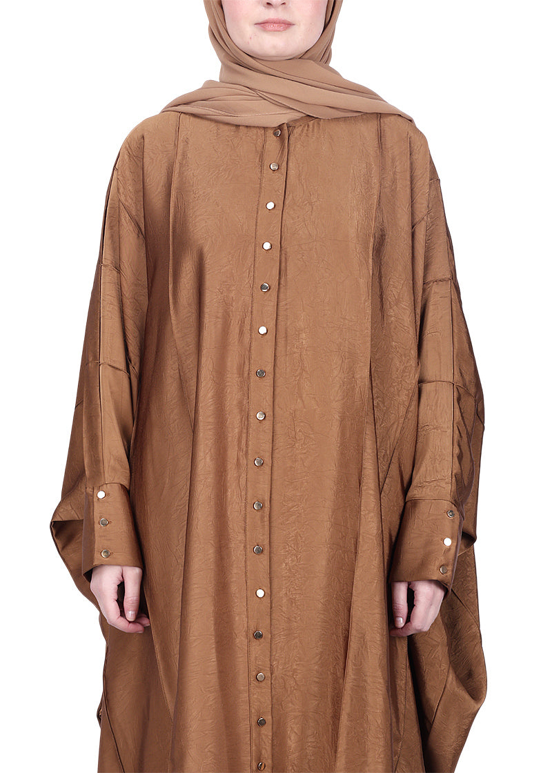 BeingMuslims Lustrous Front Open Buttoned Kaftan Gold