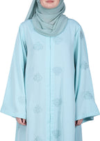 BeingMuslims Abaya with Dainty Medallion Sequin Motifs Sea Green