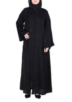 BeingMuslims Abaya with Dainty Medallion Sequin Motifs Black