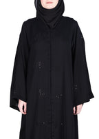 BeingMuslims Abaya with Dainty Medallion Sequin Motifs Black