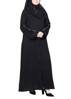 BeingMuslims Black with Delicate Embroidery on Sleeves Black
