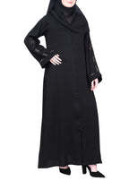 BeingMuslims Black with Delicate Embroidery on Sleeves Black