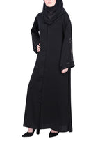 BeingMuslims Black with Delicate Embroidery on Sleeves Black