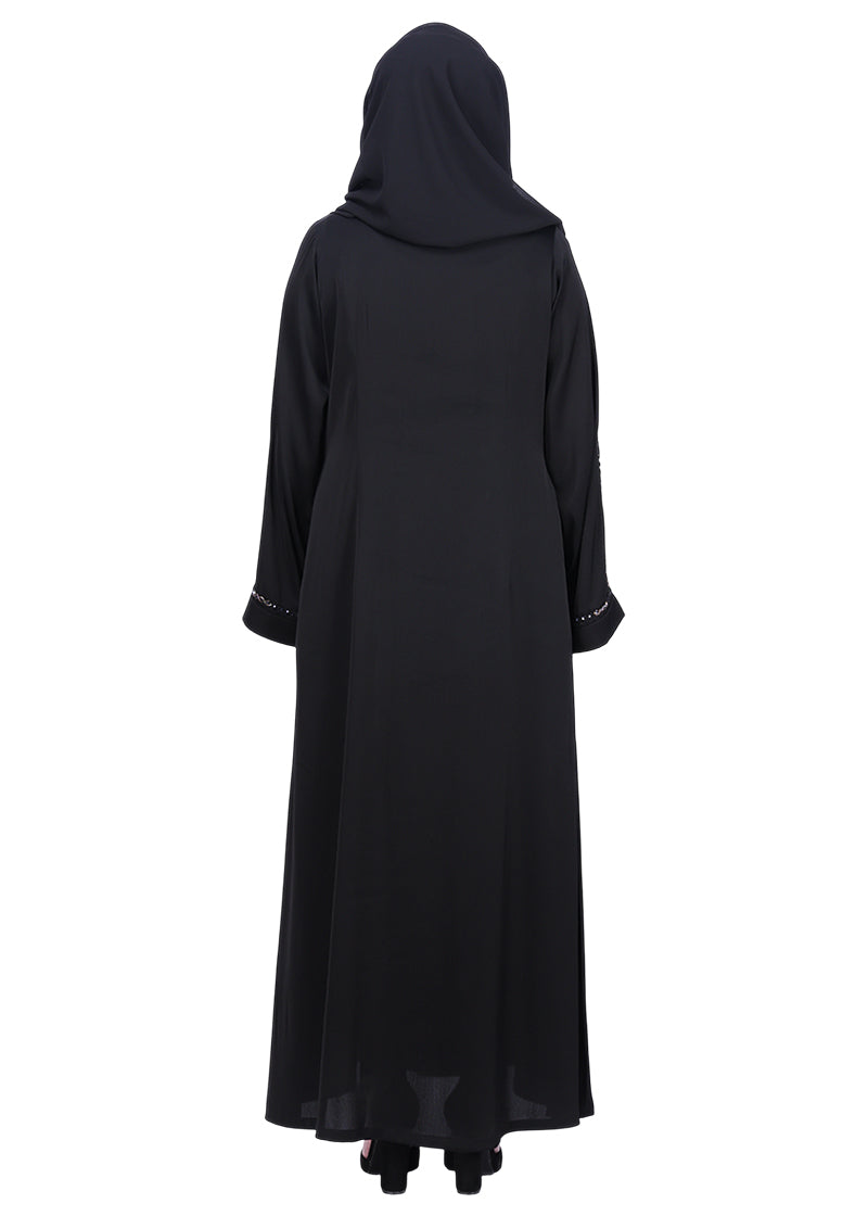 BeingMuslims Black with Delicate Embroidery on Sleeves Black