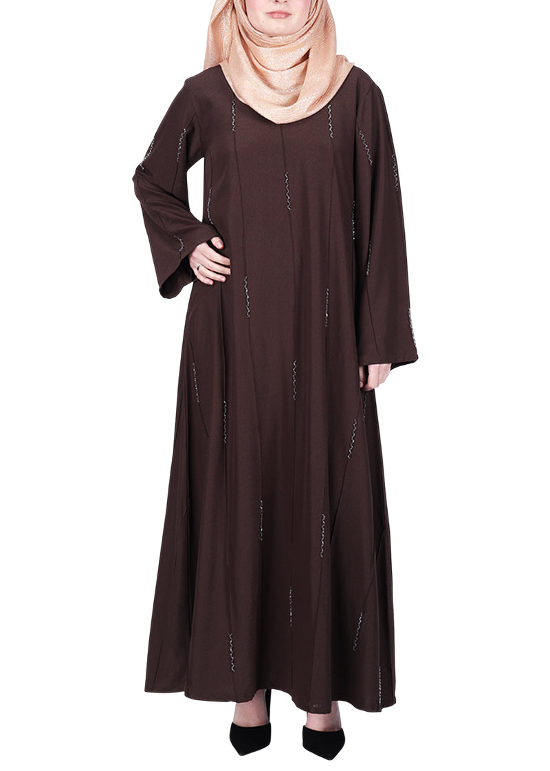 BeingMuslims Sophisticated Abaya with Back Piping. Pink XXL