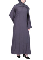 BeingMuslims Abaya with Vertical Piping with Hand Embroidery Dark Grey