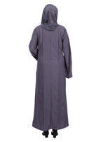 BeingMuslims Abaya with Vertical Piping with Hand Embroidery Dark Grey
