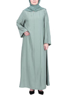 BeingMuslims Abaya with Vertical Piping with Hand Embroidery Mint