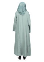 BeingMuslims Abaya with Vertical Piping with Hand Embroidery Mint