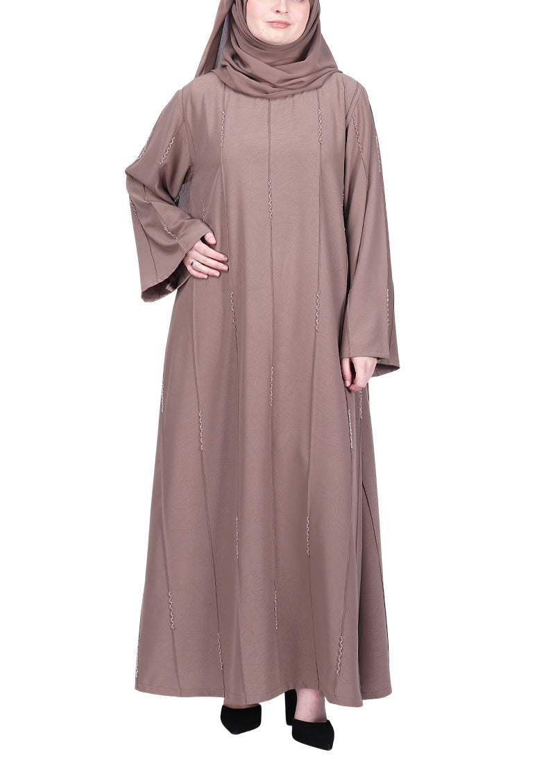 BeingMuslims Sophisticated Abaya with Back Piping. Pink L