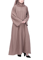 BeingMuslims Abaya with Vertical Piping with Hand Embroidery Oak Brown