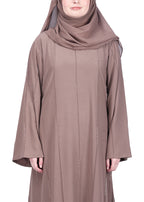 BeingMuslims Abaya with Vertical Piping with Hand Embroidery Oak Brown