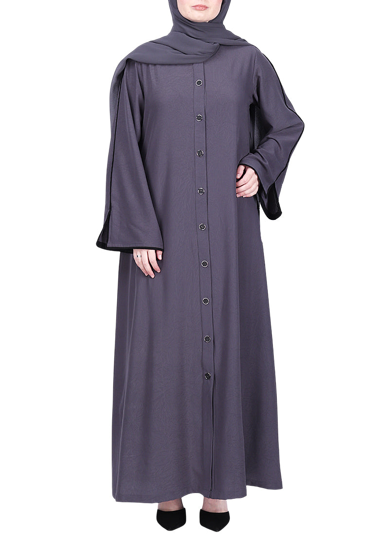 BeingMuslims Sophisticated Abaya with Back Piping.